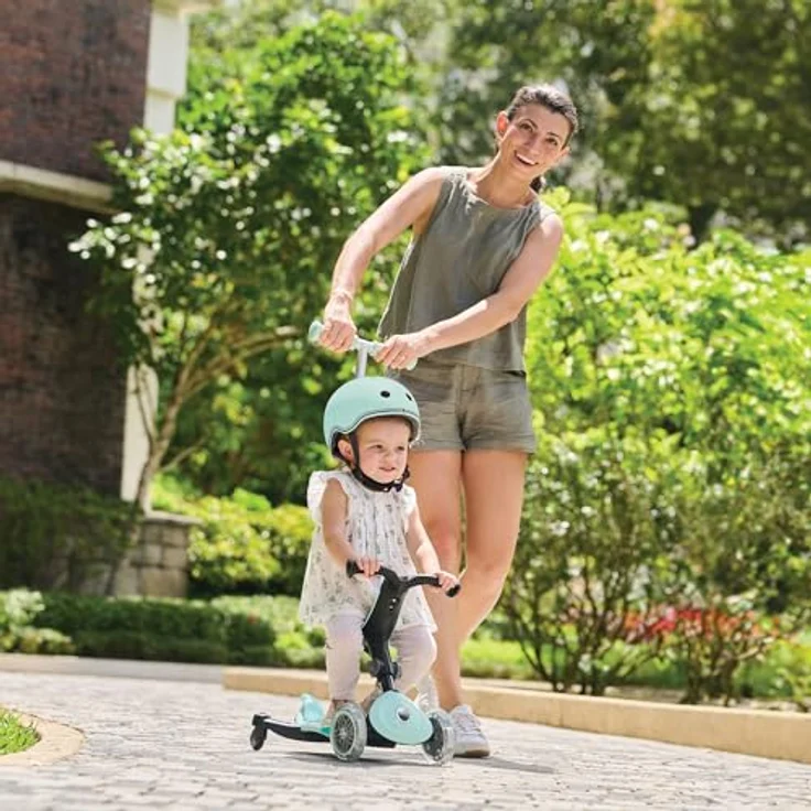 Globber Go Up Active Lights 360 aqua, 3-in-1 Scooter mit LED-Rädern und 360°-Elternlenkung – Bild 3