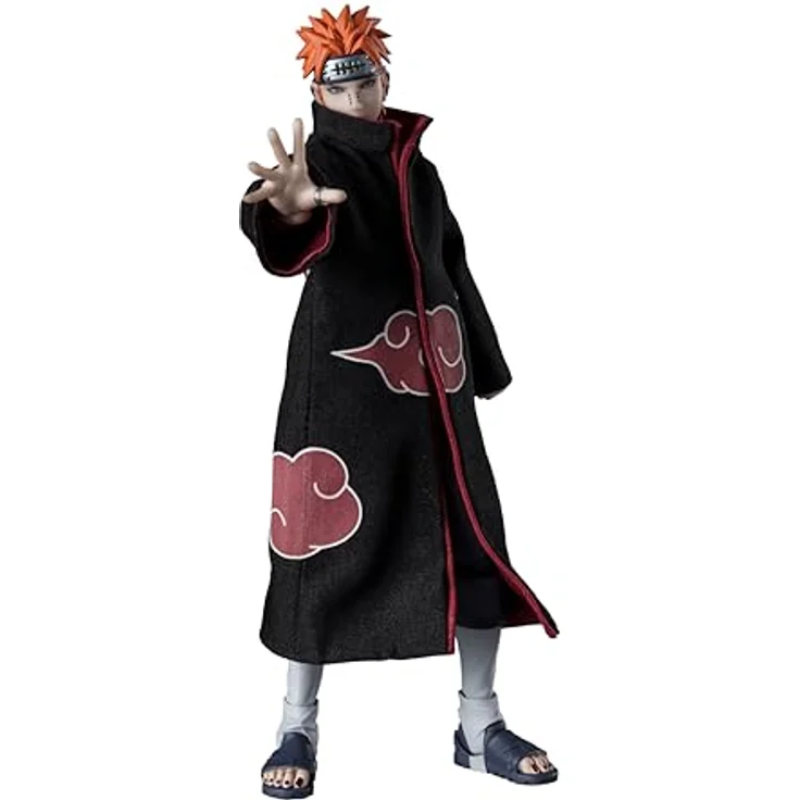 TAMASHII NATIONS Naruto Shippuden Pain Tendo - Six Path Rinnegan, S.H.Figuarts Actionfigur mit Akatsuki Umhang und optionalen Handteilen – Bild 1