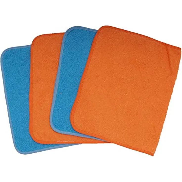 Ti TIN | Packung mit 4 Kinderhandtüchern, 40x70 cm | kleine Handtücher aus Frottee-Stoff, 90% Baumwolle, Farbe: Blau und Orange