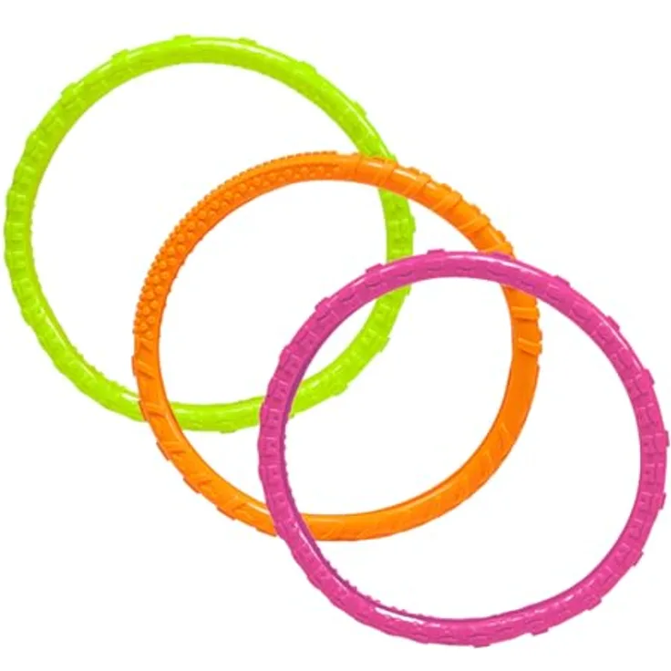 Toi-Toys Splash Tauchringe Tauchspiel für Kinder im 3er Set, farbenfroh - Pink, Grün, Orange