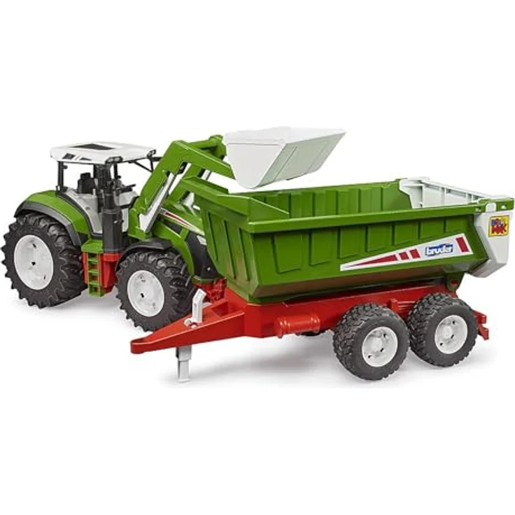 bruder 03452 - Roadmax Traktor mit Frontlader und Kippanhänger - Spielzeug ab 2 Jahre, robustes landwirtschaftliches Fahrzeug in schwarz - Preisvergleich – Bild 4
