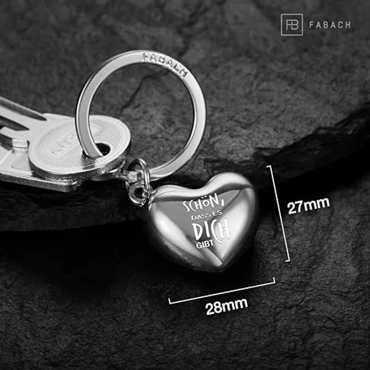 FABACH Liebe Schlüsselanhänger Herz mit Gravur - Herz Glücksbringer Schlüsselanhänger Freundin - Geschenk Liebe Glücksbringer Freundschaft - Beste Freundin Geschenk - Schön, dass es dich gibt – Bild 4