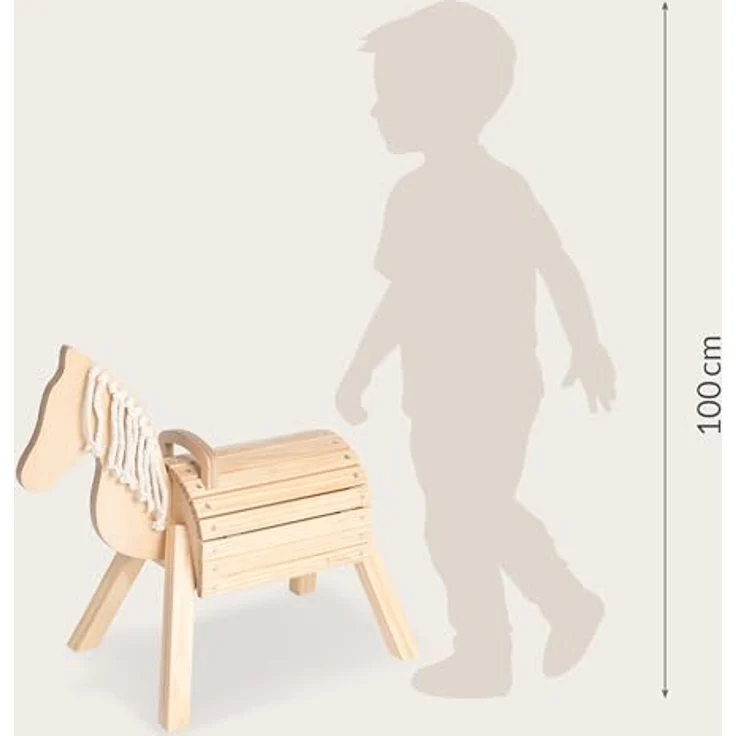 PINOLINO Holzpferd Nelli, Spielpferd aus klar lackiertem Birken- und Fichtenholz, mit Stauraum und Baumwollmähne, 70x33x55 cm, für Kinder ab 2 Jahren, bis 40 kg – Bild 3
