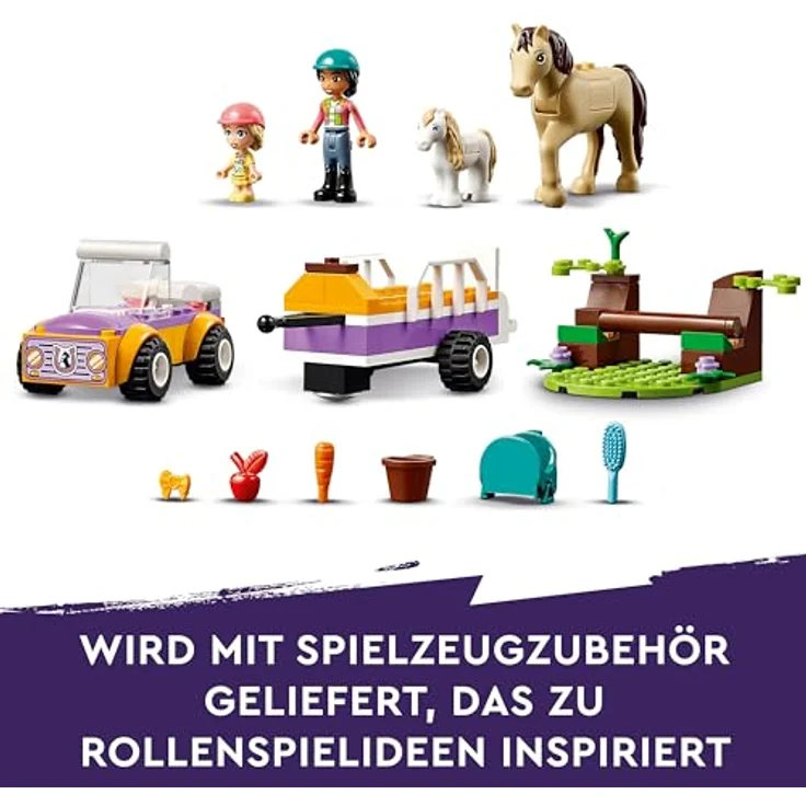 LEGO Friends Pferde- und Pony-Anhänger, Pferde-Spielzeug für Mädchen und Jungen mit Auto und Figuren, Mini-Puppen-Set mit Liann, Zoya und 2 Tierfiguren, Geschenk für Kinder 4 Jahren 42634 – Bild 4