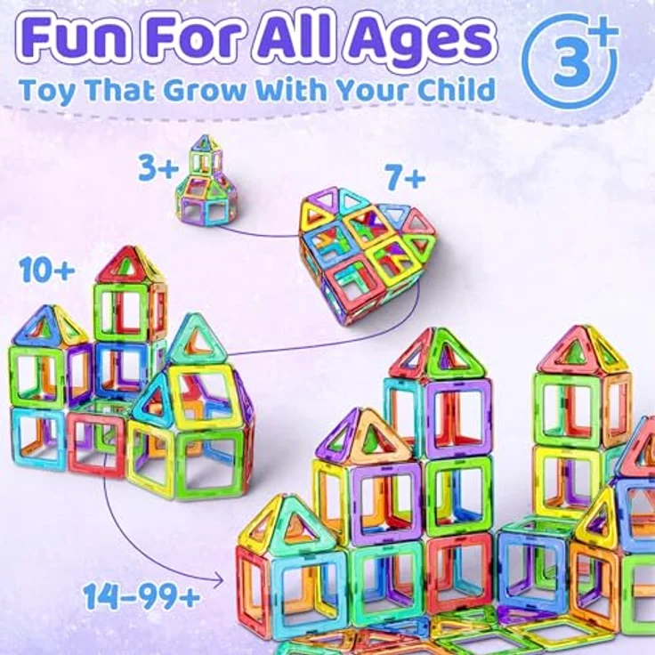 COOLJOY Magnetische Bausteine 40 Teile, Magnetspiel STEM mit farbenfrohen Plättchen für Kinder ab 3 Jahren, sicheres Konstruktionsspielzeug для Jungen und Mädchen – Bild 3