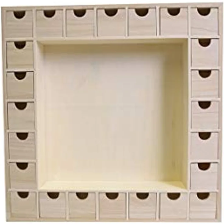 Artemio Adventskalender aus Holz zum Dekorieren, beige, 39 x 39.5 x 6.5 cm