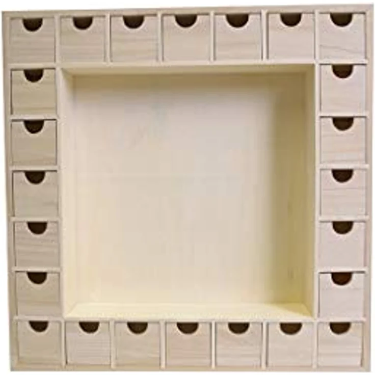 Artemio Adventskalender aus Holz zum Dekorieren, beige, 39 x 39.5 x 6.5 cm – Bild 1