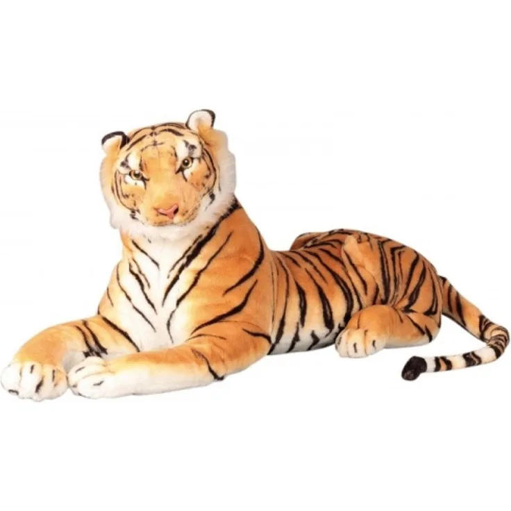 Geschenkestadl Plüschfigur XXL Tiger Kuscheltier in braun oder weiss 110 cm liegend, Kuscheltier für Kinderzimmer oder Erwachsene