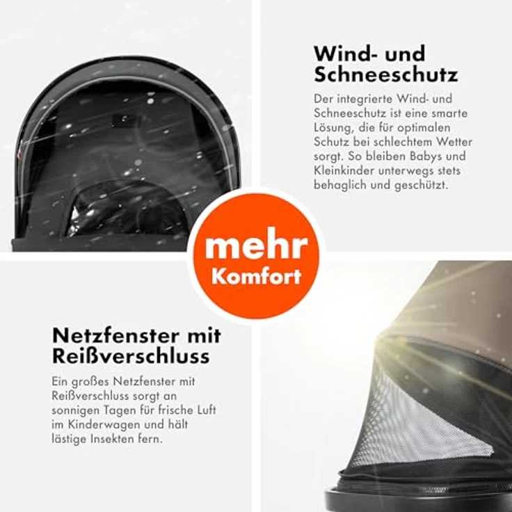 Daliya FLEXI-PRO M 2in1 Kombikinderwagen, klappbar, höhenverstellbar, mit Liegefunktion und großem Einkaufskorb, dunkelgrau – Bild 8