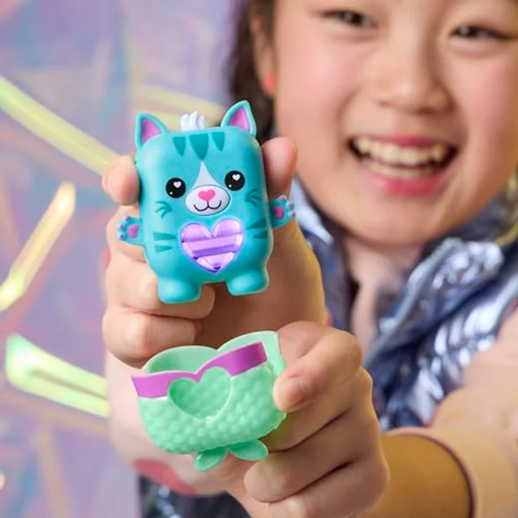 Nano-Mals Pawtricia, elektronisches Fidget-Tierchen in Blau mit farbwechselnder Herzanzeige, interaktiven Geräuschen und ansteckbarem Outfit – Bild 7