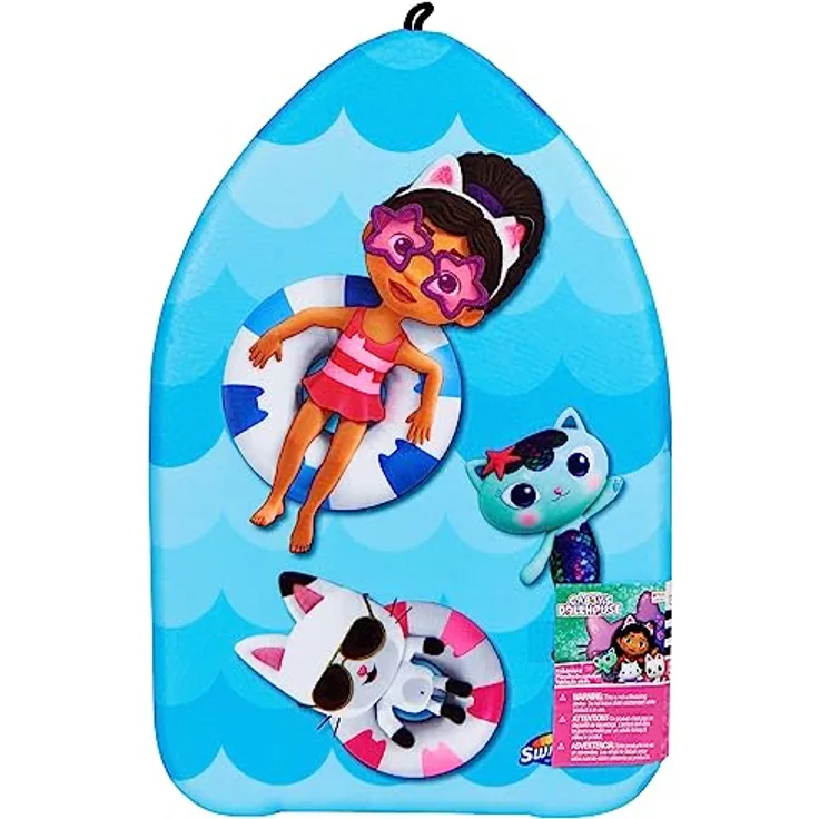 SwimWays Gabby's Dollhouse Kickboard, Schwimmbrett aus festem Schaumstoff, zum Schwimmenlernen, geeignet für Kinder ab 5 Jahren