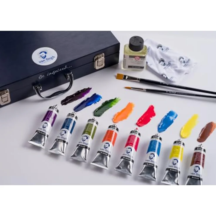 Talens Van Gogh Ölfarben-Starterbox XL, 12 x 40 ml Tuben mit Zubehör, Holzbox, inkl. Farbmischanleitung – Bild 6
