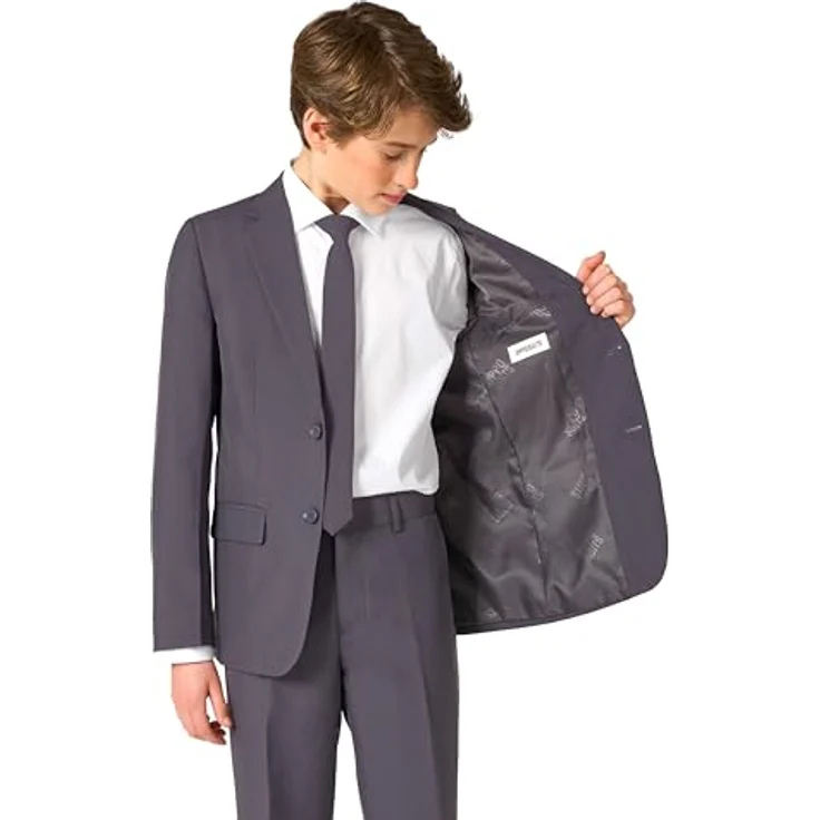 OppoSuits Charcool Anzug für Jugendliche, Slim-Fit in hochwertigem Polyester, komplett gefüttert, Maschinenwaschbar, Größe 170-176 – Bild 6
