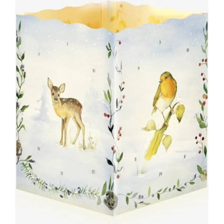 Korsch Adventskalender „Tiere im Winter“, Windlicht-Adventskalender aus FSC-zertifiziertem Strukturkarton mit 4 herausnehmbaren Anhängern – Bild 1