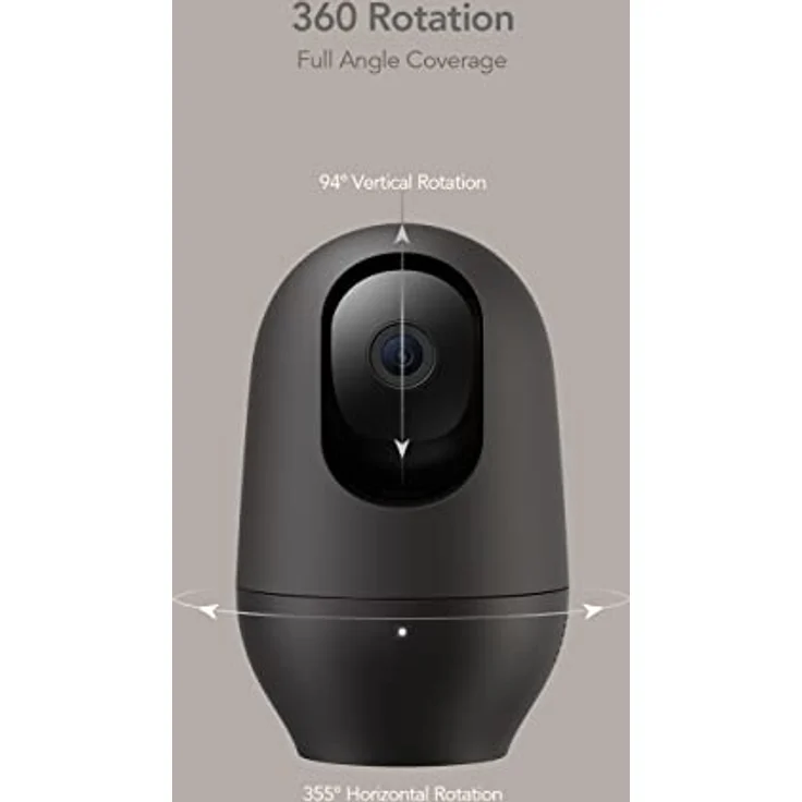 Nooie Babyphone mit Micro-SD-Karte, WLAN-Haustierkamera für den Innenbereich, kabellose 360-Grad-IP-Kamera, 2K HD, Bewegungsverfolgung, Super-IR-Nachtsicht, funktioniert mit Alexa, Zwei-Wege-Audio – Bild 2