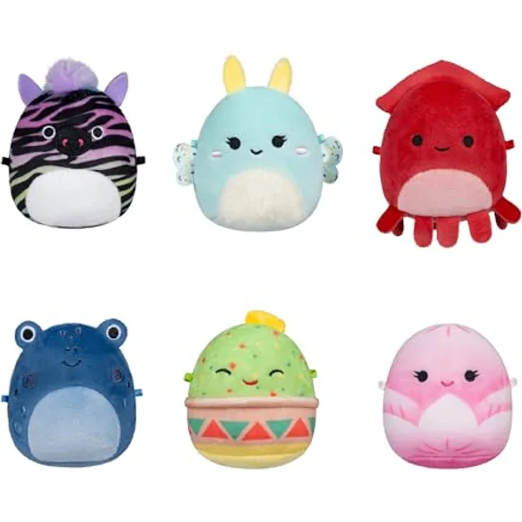 Squishmallows Micromallows SQMM0071, 6er-Pack superweiche Mini-Plüschfiguren (6.5 cm) aus Squad 4, inklusive Altman, Connie, Gideon, Safiyah, Elin und Agnolo