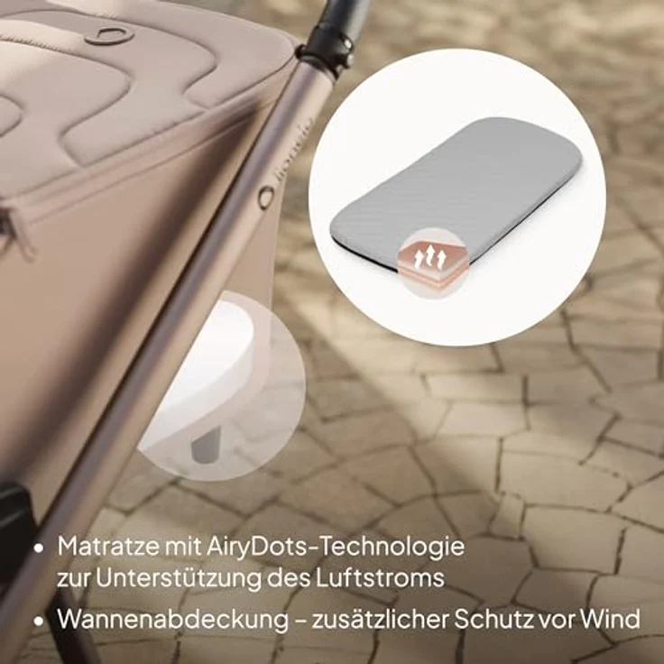 Lionelo Kinderwagen Carmine 3in1, mit Autositz i-Size, Babywanne & Buggy, GravelTech Räder, Federung, UPF50+, Schwarz – Bild 7
