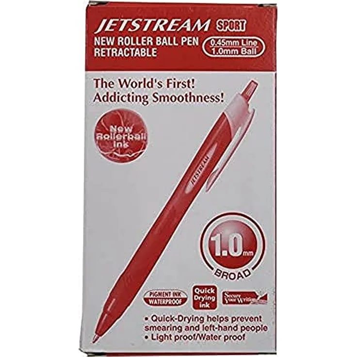 Uni-ball Jetstream Sport, Flüssigtintenstifte 1mm, rot, 12er Pack