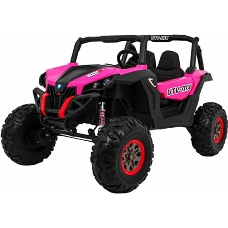 FINOOS Elektroauto für Kinder UTV-MX Buggy 24V, 2 Sitzer, 4x4 Allrad, 2x12V Batterie (Rosa)