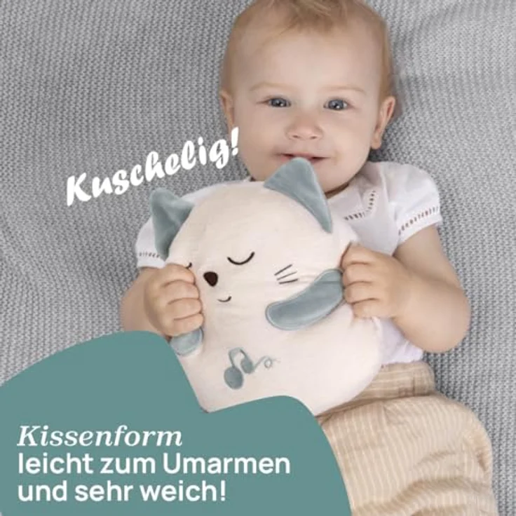 Chicco Schnurrende Katze, interaktives Stofftier mit Entspannungseffekt, Kissenform, klassische Musik, waschbar, 0 Monate +, Weiß. – Bild 5