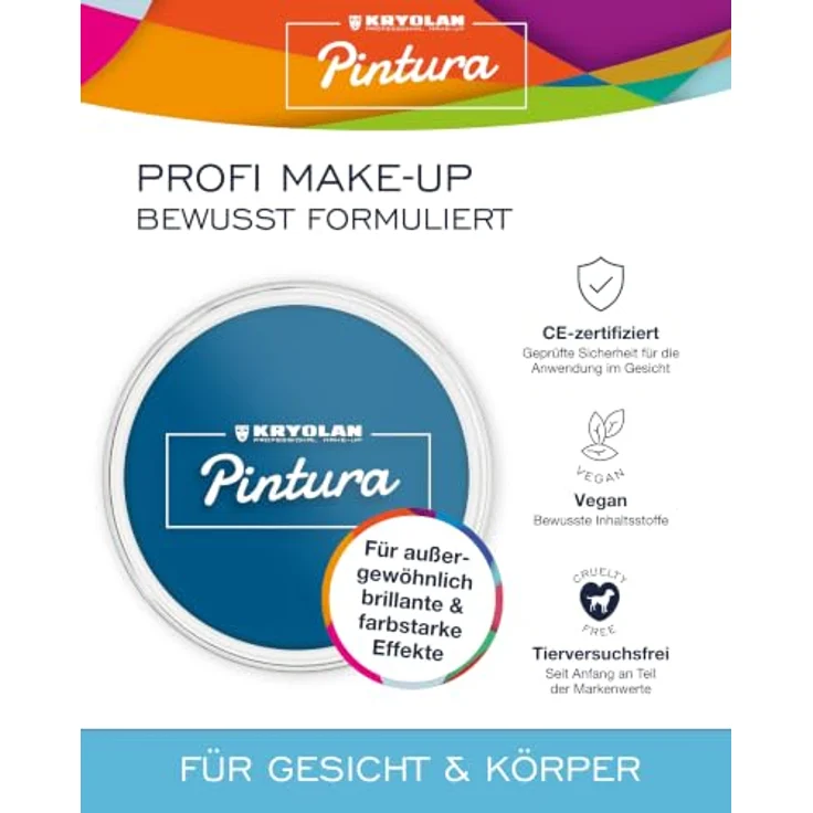 Kryolan Pintura Water Color Make-up Tangerine 25 ml, wasserbasierte Kinderschminke für Gesicht & Körper, CE-zertifiziert, schnell trocknend, leicht abwaschbar, individuell deckend – Bild 2