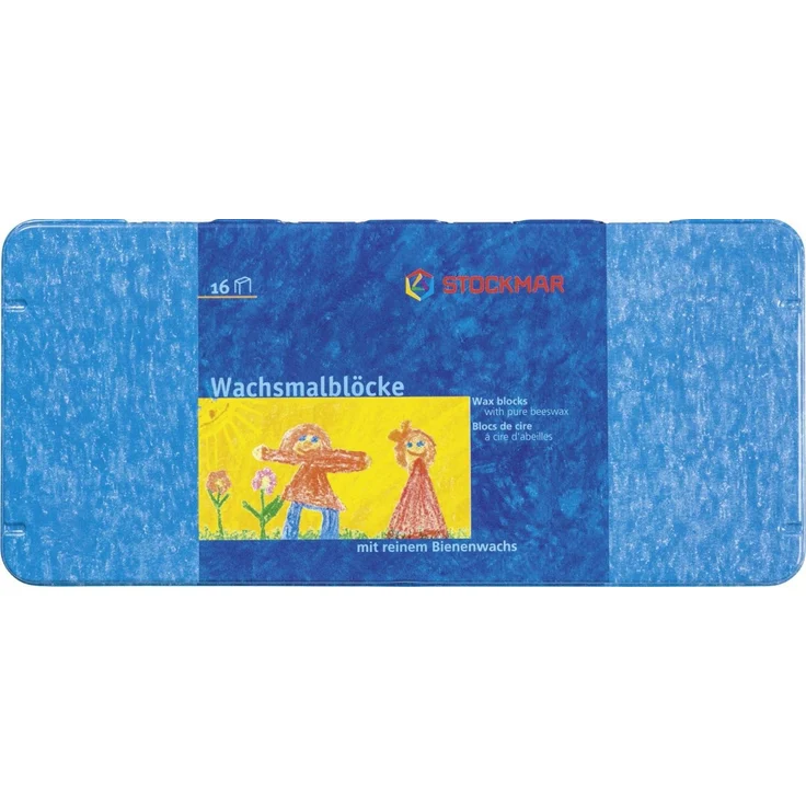 Stockmar Wachsmalstifte 5er Set, Wachsmalblock 16er sortiert, vielfältige Farben für kreative Kinderkunst