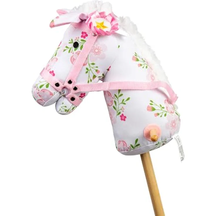 Bigjigs Toys Steckenpferd, geblümt, Höhe 970mm, geeignet für 3+ Jahre, aus hochwertigen Werkstoffen – Bild 4