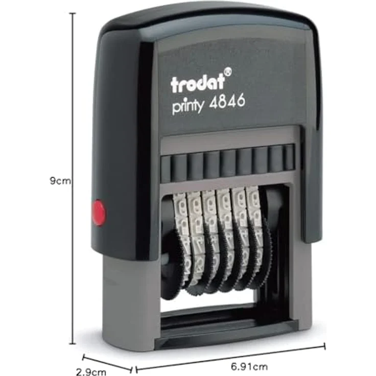 TRODAT Ziffernstempel Printy 4846, 6-stellig selbstfärbend, Abdruckmasse 4x27mm, Gehäusefarbe schwarz – Bild 2