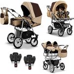 Elcar Zwillingskinderwagen 5 in 1 City Twin inkl. Autositze - 16 Teile - in 19 Farben - Preisvergleich