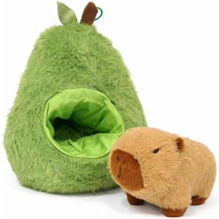 Soma Capybara Kuscheltier braun mit Avocado-Höhle, 25 cm Plüschfigur für Kinder ab 3 Jahren – Bild 1