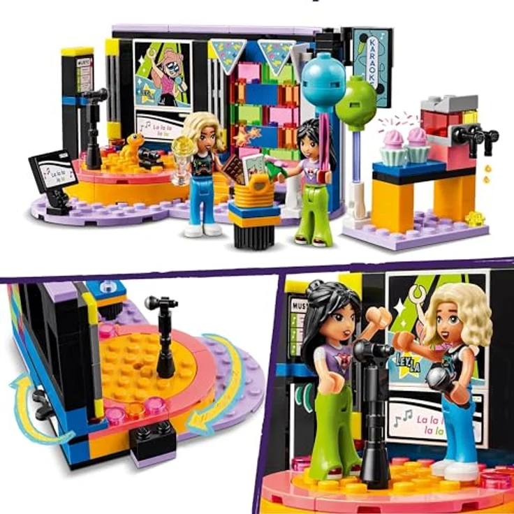 LEGO Friends Karaoke-Party, Musik-Spielzeug für Mädchen und Jungen ab 6 Jahren, die gern singen, Mini-Puppen-Set mit den Figuren Liann und Nova sowie einem Gecko, Geschenk für Kinder 42610 – Bild 3