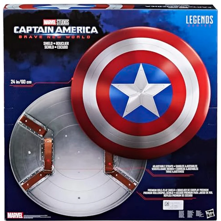 Hasbro Marvel Legends Series Captain America Schild, Rollenspielarktikel für Erwachsene, Premium-Rollenspielschild mit verstellbaren Riemen, 60 cm Durchmesser, rot-weiß-blau – Bild 4