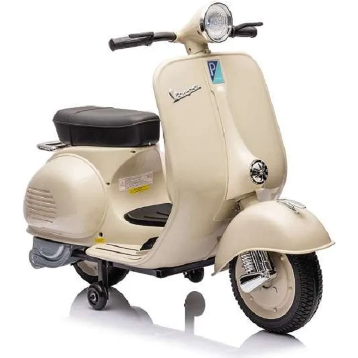 schnaeppchenmeile-online Kinder Elektroroller VESPA 150 VL1T, lizenziertes Modell mit 12V7A Akku, 2 Motoren, Ledersitz und LED-Scheinwerfern
