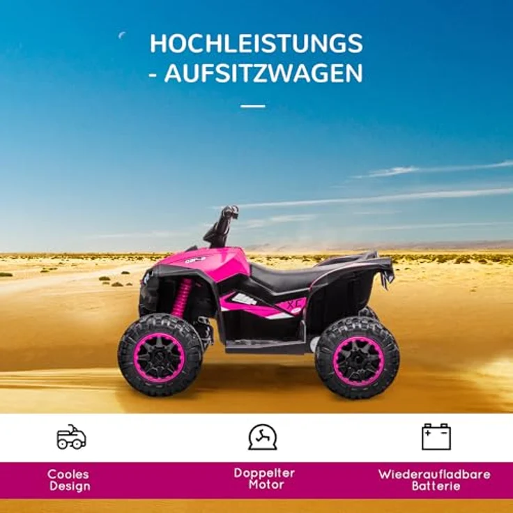 HOMCOM Elektro-Kinderquad mit USB-Anschluss, Kindermotorrad mit MP3-Musikplayer, Belastbarkeit 25 kg, für Kinder 3-5 Jahre, Rosa – Bild 3