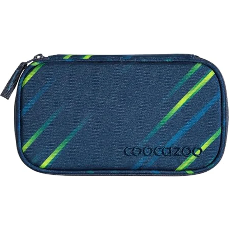 Coocazoo Schlampermäppchen Pencil Case Fast Lime, großes Hauptfach, dunkelblau, robustes Material, verstellbarer Schultergurt – Bild 1