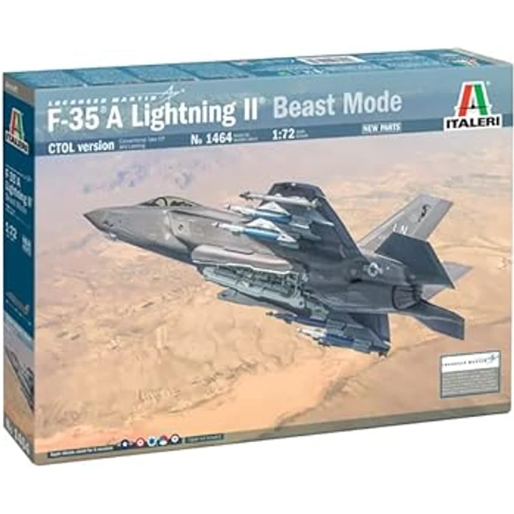 Italeri 1464S 1:72 F-35A (Beast Mode) - Modellbau, Bausatz, Standmodellbau, Basteln, Hobby, Kleben, Plastikbausatz, detailgetreu, Unlackiert – Bild 1