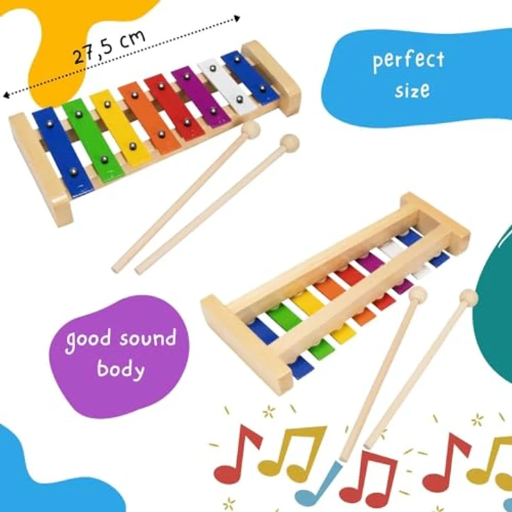 GICO Kinder Xylophon aus Holz mit 8 Tönen (C-DUR), inkl. 2 Schlägel und Liederbuch, ideal für musikalische Früherziehung - 3811 – Bild 4
