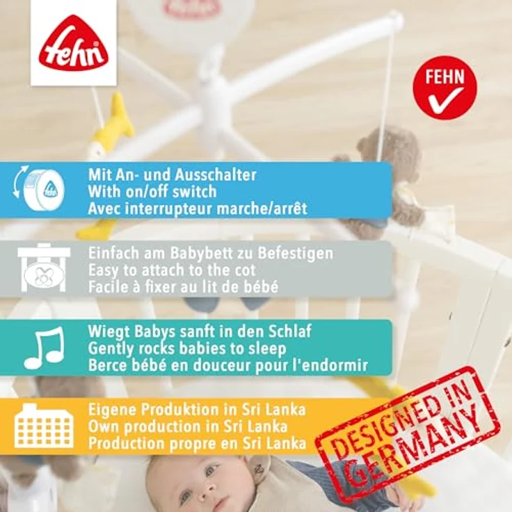 Fehn Otter Theo Musik-Mobile, Aufzieh-Mobile mit Spieluhr-Melodie „Mozarts Wiegenlied“, Ø 40 cm - Preisvergleich – Bild 6