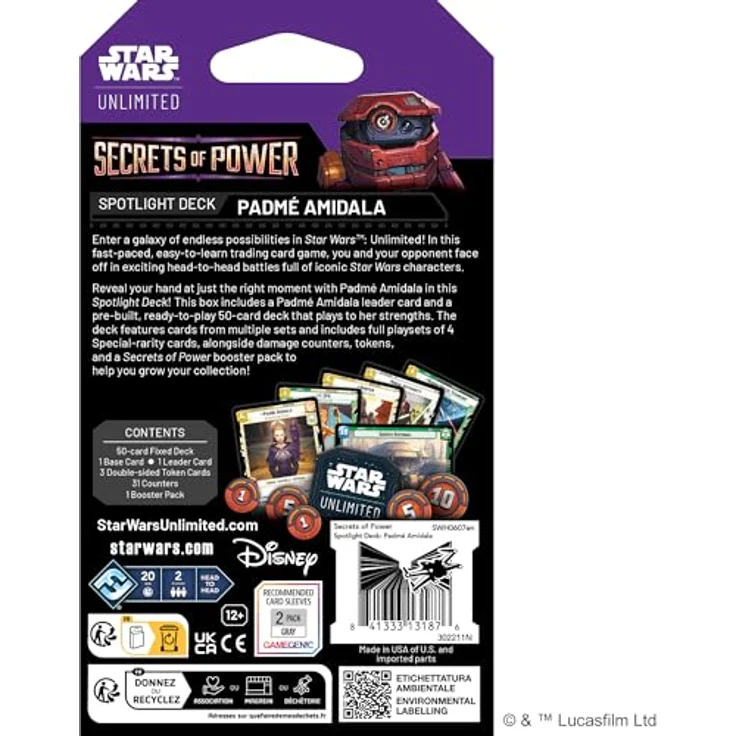 Asmodee FFG Star Wars: Unlimited TCG - Spotlight Deck Padmé Amidala mit 50 exklusiven Karten und Booster "Secrets of Power" für 2+ Spieler, Englisch, ab 12 Jahren – Bild 3