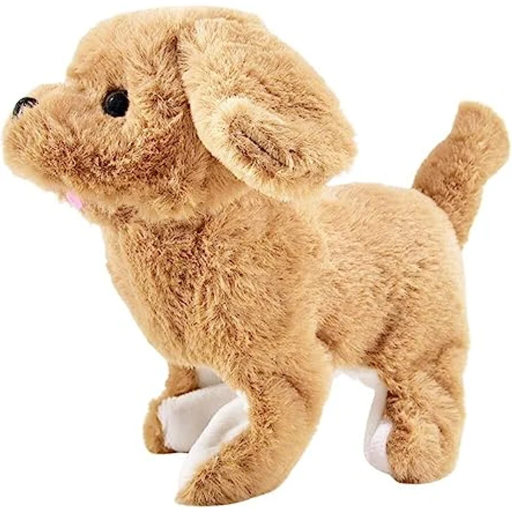 Winfried Kögler GmbH Laufender Hund mit Sound Kuscheltier aus Plüsch - Stofftier Plüschtier, Beige, mit Sound, inkl. 2 x AA Batterien – Bild 1