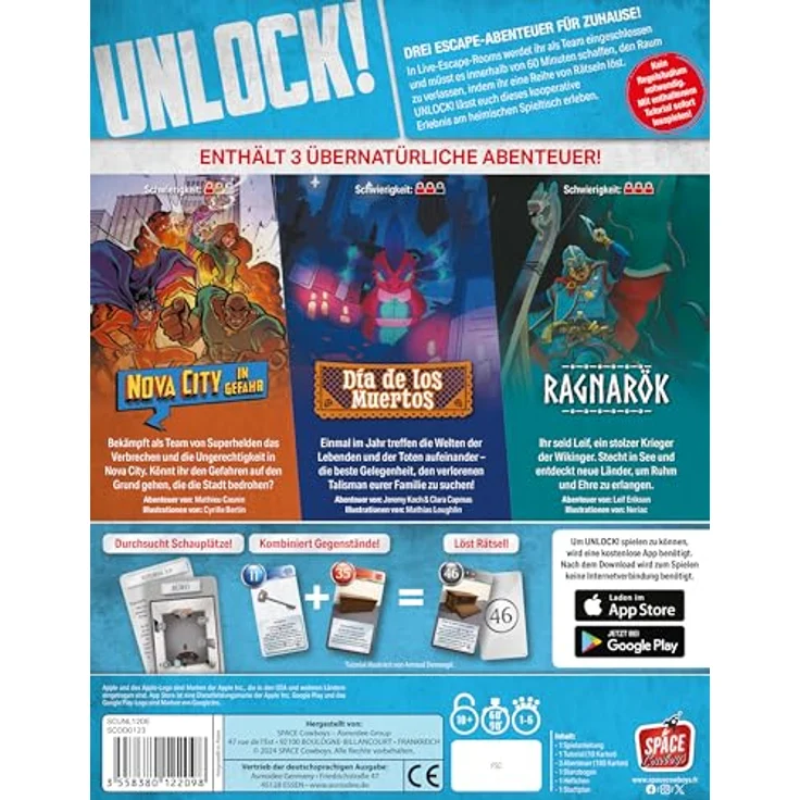 Space Cowboys Unlock! – Supernatural Adventures, Familienspiel, Rätselspiel, 1-6 Spieler, Ab 10+ Jahren, 60-90 Minuten, Deutsch, mit kostenlose App und 3 Episoden – Bild 4