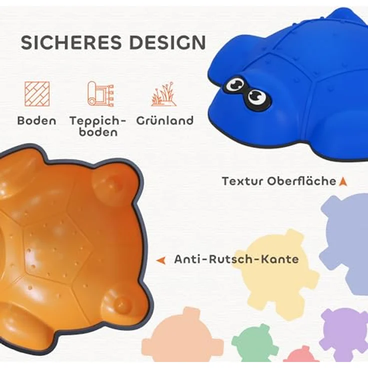 AIYAPLAY Flusssteine Stapelspielzeug, 9-tlg. Schildkrötenform, rutschfest & belastbar bis 80 kg, mehrfarbig – Bild 5