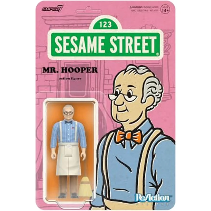 Super7 Sesamstraße Mr. Hooper, 9,5 cm große Actionfigur mit Besenzubehör für Sammelfreunde – Bild 1