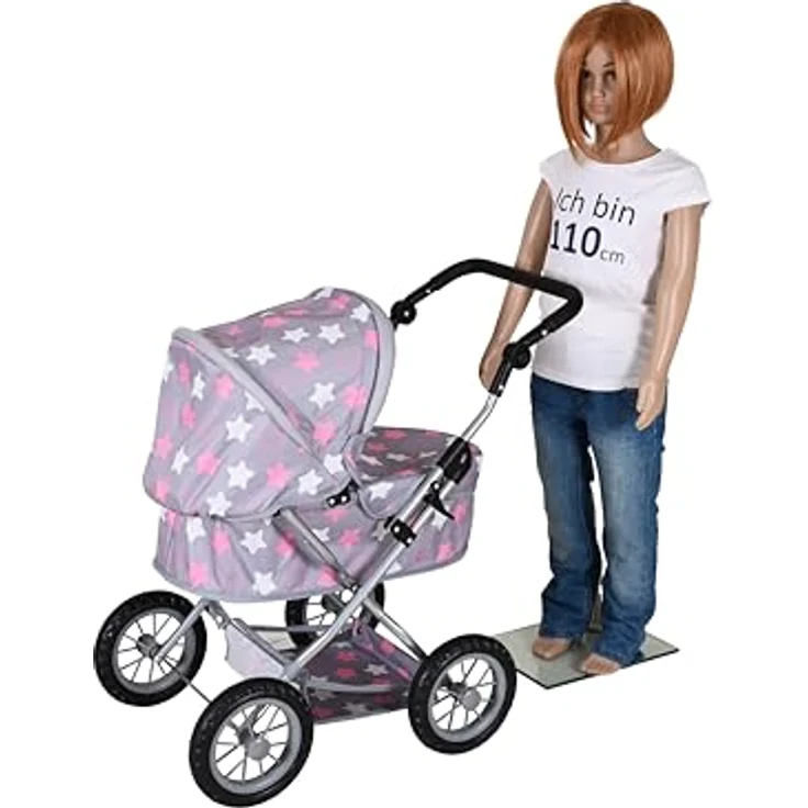 Knorrtoys® Puppenwagen First, höhenverstellbar mit verstellbarem Verdeck und Einkaufsnetz, ca. 63,5 x 42 x 70 cm, geeignet für Puppen bis 50 cm – Bild 12