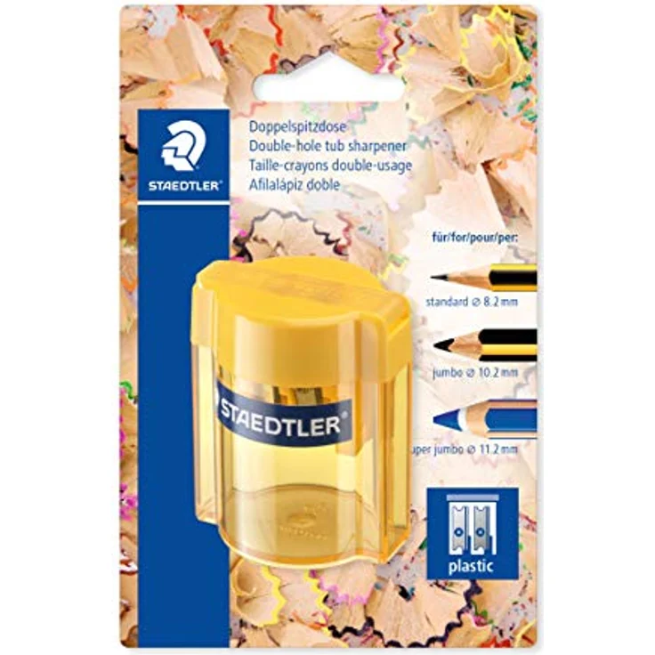 STAEDTLER 513 – Blister 1 Anspitzer Kunststoff 2 Verwendungen mit Behälter transparent verschiedene Farben - Preisvergleich – Bild 2