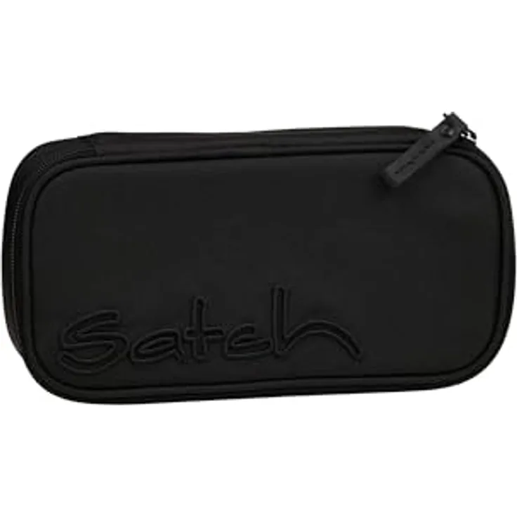 satch Schlamperbox extra groß Nordic Black - Schwarz mit Trennfach, Reißverschlussfach und Geodreieck