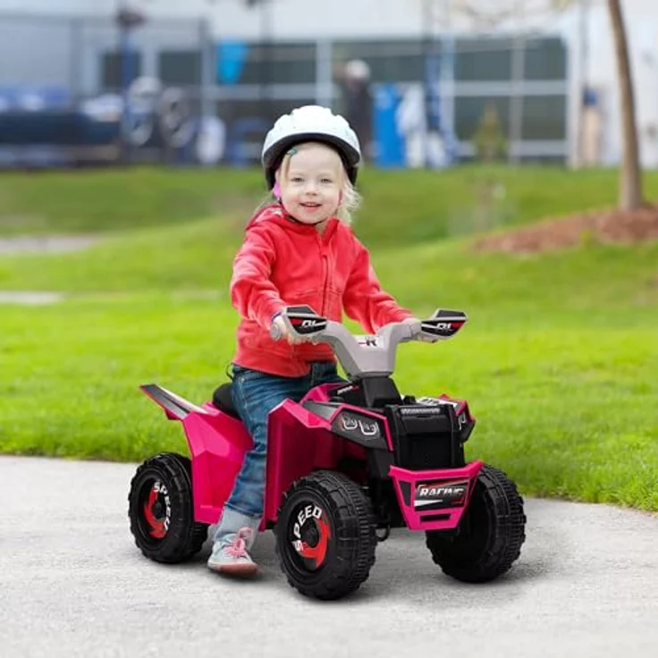 HOMCOM Elektro-Kinderquad Kinderauto, Elektrofahrzeug mit Vorwärts- & Rückwärtsgang, Belastbarkeit 25 kg, für Kinder von 18 Monaten bis 36 Monaten, Rosa – Bild 2