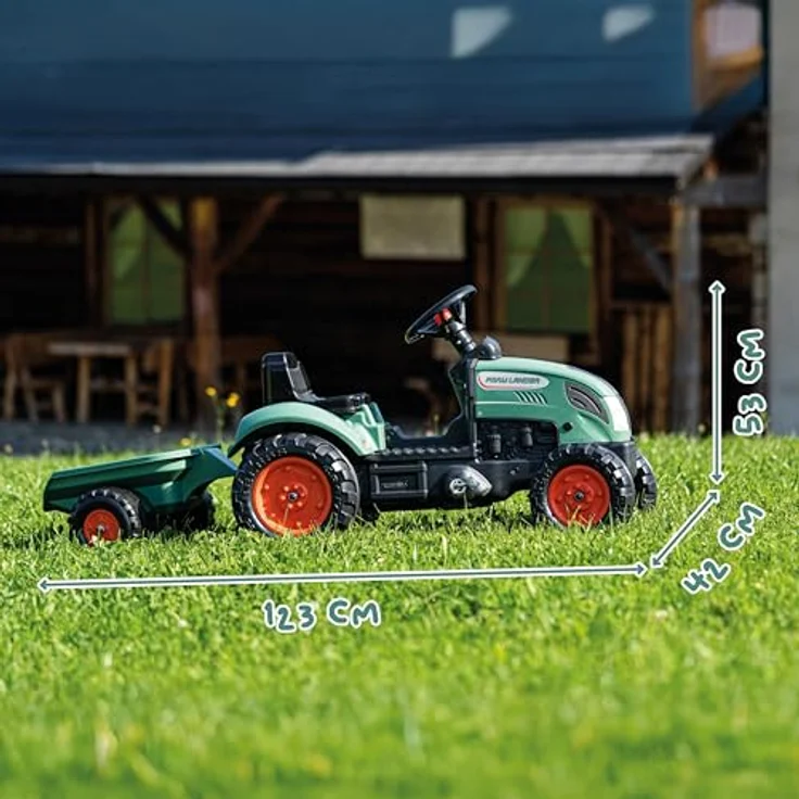 Falk Tractor Country Farmer Set Vintage 2+, Trettraktor für Kinder von 2 bis 5 Jahren mit Anhänger und anpassbarem Nummernschild – Bild 4