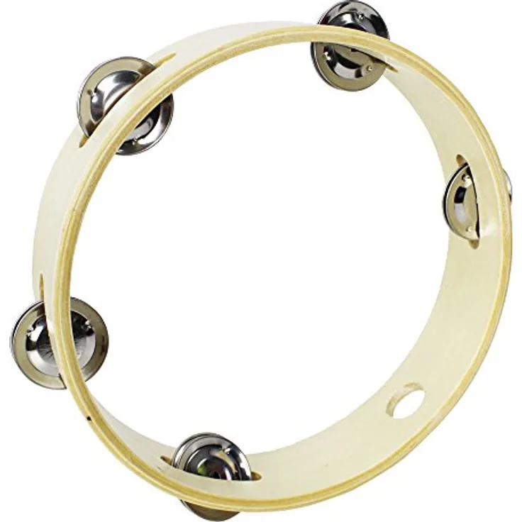 A-Star 8 Zoll/20 cm handgehaltenes kopfloses Tamburin aus Holz, traditionelle Single Jingle Bell Row