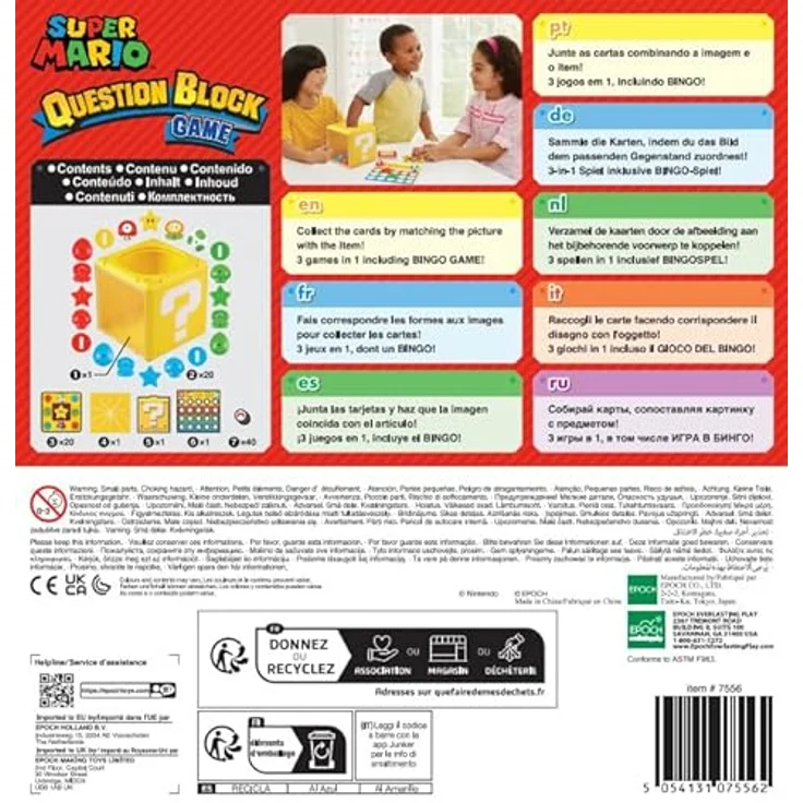EPOCH Games 7556 Super Mario Question Block Game, Brettspiel für 2-6 Spieler, inkl. Quiz und BINGO, für Kinder ab 4 Jahren – Bild 3